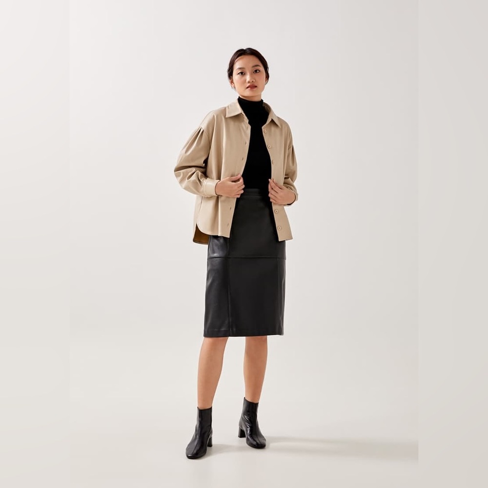 Love Bonito Lissie Pleather Puff Sleeve Shirt - Picture 9 of 15